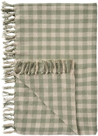 Ib Laursen Bomullspledd Støvgrønn/Rutet 130x160