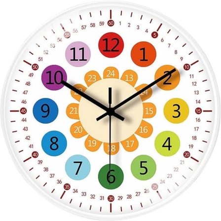 Vægur til børn, læringsur, moderne vægur til drenge og piger, vægur til børneværelse, lydløst, til soveværelse