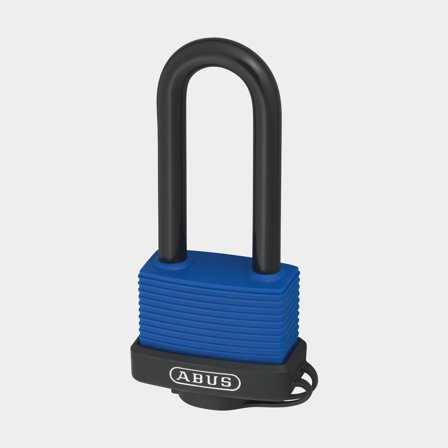 Cadenas ABUS 70IB/45HB63 Aqua Safe, classe 1, avec anse longue en acier inoxydable, Ø8 mm, bleu/noir