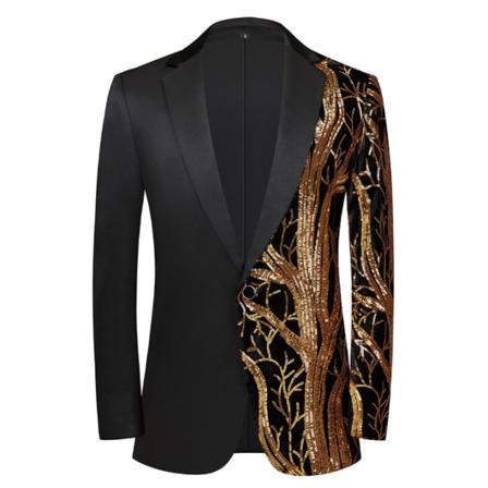 Festklänning För Män Kostym Blazer Coat Gold Xxl