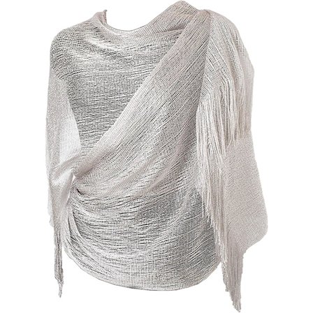 Kvinders Sparkle Sjal og Omslag til Festkjoler Metal Sølv