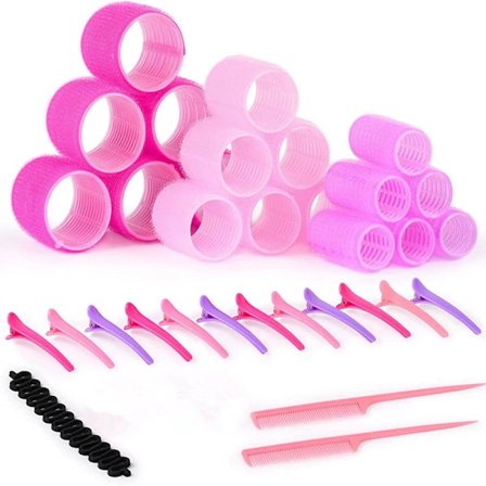 Hårrullar i flera lager, plast, hårrullar, tre lager, luggrullar