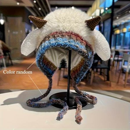 LS Dame Vinter Varm Hue - Foret, Vindtæt Hue med Lyse Regnbuestriber og Fluffy Pom-Pom, 4 Farver Tilgængelige (FMY) Hvid