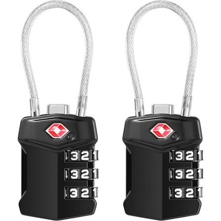 Kuffert hængelås 2-pak, flykuffert hængelås 3-cifret kombinationsspænde