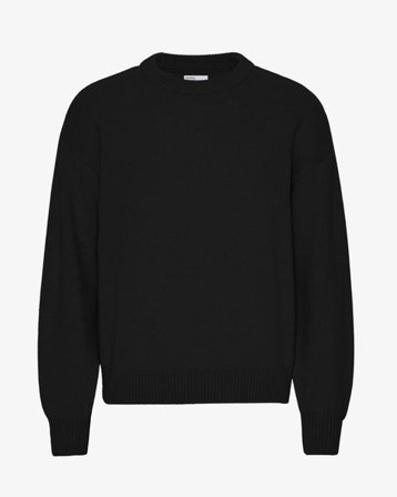 Oversized Merino Wool Crew - Deep Black - Male - L