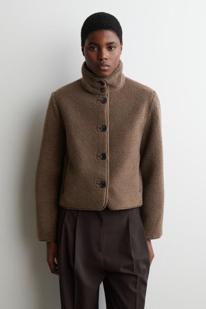 COS Femme Veste Polaire Col Cheminée in Marron