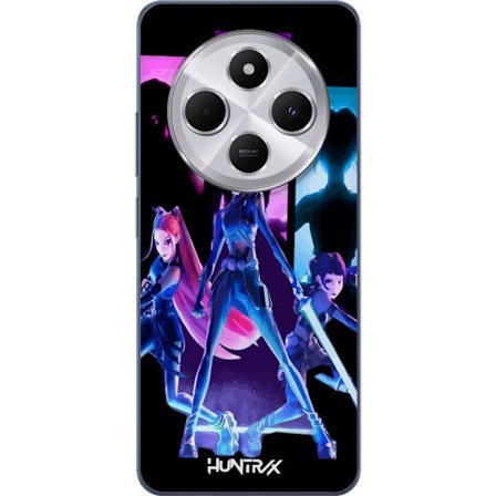 Yhteensopiva Puhelinkuori Xiaomi Xiaomi Redmi 14C Tulevaisuutta ennustava tyttöryhmän kuva, jossa on neonvaloja ja voimakkaita värejä sci-fi-estee