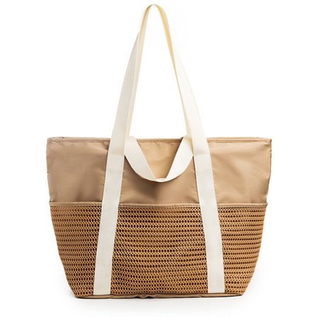 Strandtaske - 37*37*17 cm - Vandtæt dame taske med flere lommer - Brun