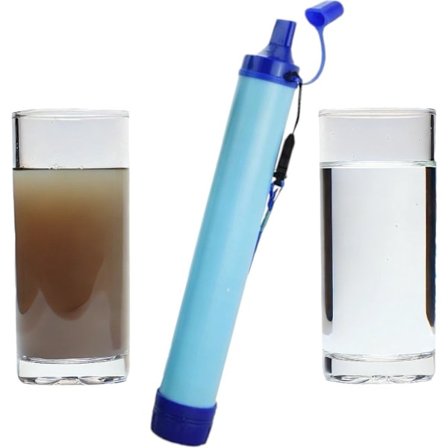 Udendørs Bærbar Vandfiltrering, Personlig Nødstrå Nødoverlevelsesudstyr Vandrenser til Camping