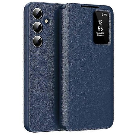 Yhteensopiva Samsung Galaxy S25 FE -kotelo korttipidikkeellä, älykkäällä näkymäikkunalla ja nahkaisella puhelinkuorella