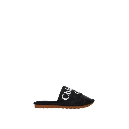 Chloé, Woody Flat Mules Czarny, Kobieta, Rozmiar: 36 EU