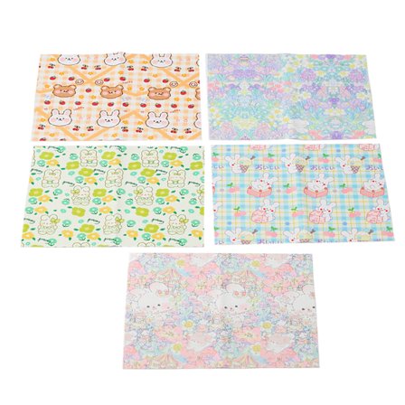 5 stk. systof i sødt tegneserie mønster vandtæt anti falmende blød berøring DIY quiltet stof til dug taske gardin 40x50cm/15.7x19.7in