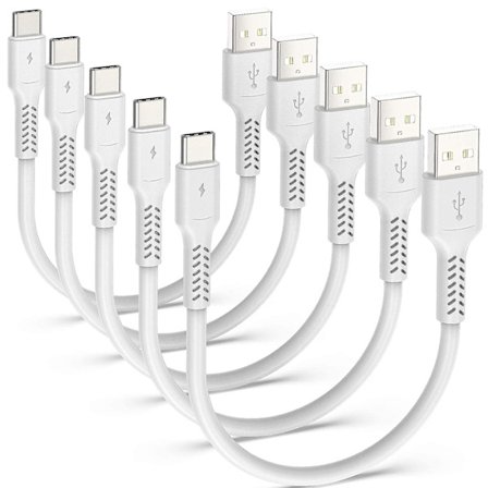 Kort USB C-kabel [20 cm/0,2 m, 5-pack], Adilift USB Type C snabbladdare 3A Usb-a till Usb-c-kabel för Samsung Galaxy S10 S9 S8, Huawei P20-LUCKY