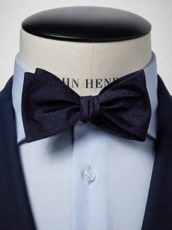John Henric Men's Blue & Red Bow Tie Dot Size Self-tied