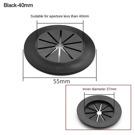 Dæk Kabelgennemføring SORT 40MM sort