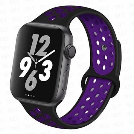 Sportrem för Apple Watch Band 45 mm 49 mm 44 mm 40 mm 41 mm 42 mm Silikonarmband correa iWatch Ultra 2 Series 9 8 SE 7 6 5 4 3 Svart lila 11 Black 