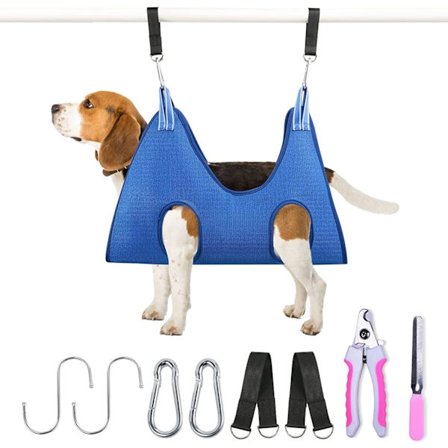Hängmatta för husdjursskötsel för hundar och katter med nagelklippare/klippare/sax, hundskötselsele för nagelklippning, canvas slinghjälpstativ
