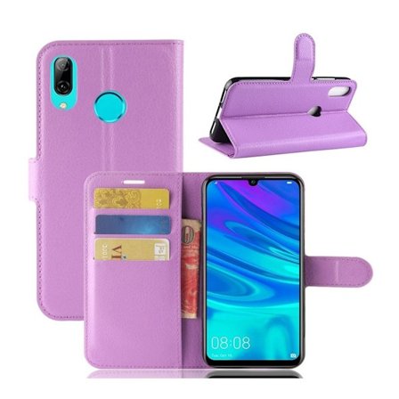 Huawei P30 Lite litchi skin læder flip etui - Lilla