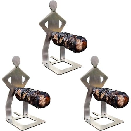 Grillpølseholder i rustfrit stål, 2024 Ny sjov metalpølseholder til grillning, Genanvendeligt grillrist til hotdogs til udendørs brug