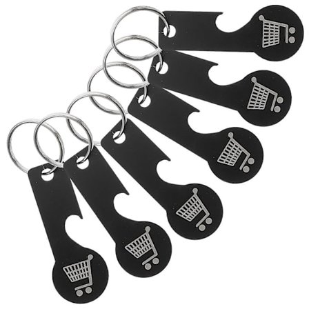 6 stk. nøglering til indkøbsvogn i rustfrit stål til praktisk brug [HK]