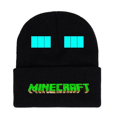 Minecraft Spilltrykket Strikket Lue Barn Gutter Jenter Trendy Klassisk Vinter Ullvarm Skilue Opprullbar Gave (FMY)