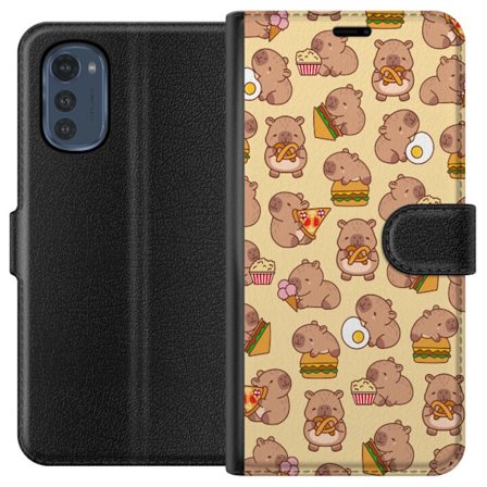 Motorola Moto E32s Lommeboketui Kawaii capybara mobildeksel med flere søte figurer
