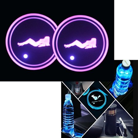 2 st (Beauty 007, ca 68*68*8,5mm) LED-bilunderlägg med 7 färger