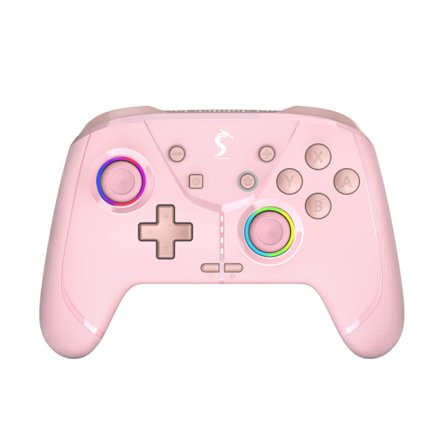 Pink Trådløs Controller til Switch NS Steam PC TV Android iOS med RGB-belysning og Vibration Kontinuerlig Programmering Spil