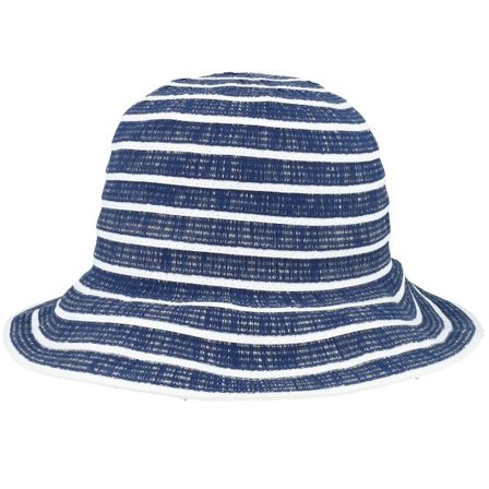 Seeberger - Blå bucket Hatt - "Materialmix Swallow Blue/White Cloche " @ Hatstore