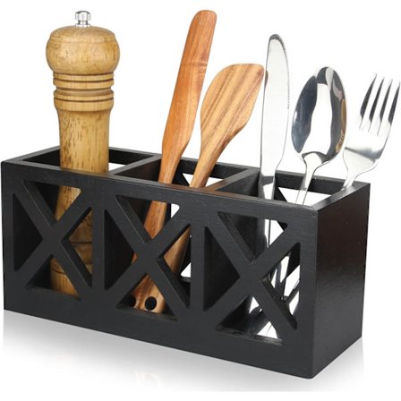 Bestikkholder i tre, bestikkstativ, redskapsholder, bestikkoppbevaring for fest, bestikkorganisator i tre, oppbevaring for kjøkkenbenk, bordkniv, 
