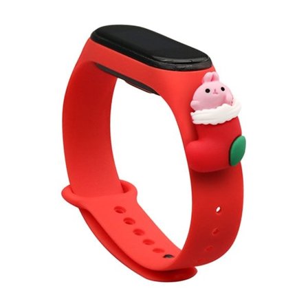 Rem Xmas för Xiaomi Mi Band 3 / 4 Jul Silikonrem Armband med strumpa - Röd
