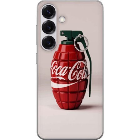 Kompatibel Mobilcover til Samsung Samsung Galaxy S25 Kunstnerisk illustration af Coca Cola granatæble i rødt og grønt, pop art inspireret motiv med