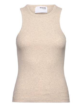 Slfanna O-Neck Tank Top Noos Beige Selected Femme