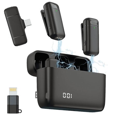 Trådløs mikrofon til videooptagelse, livestreaming, støjreduktion og plug-and-play