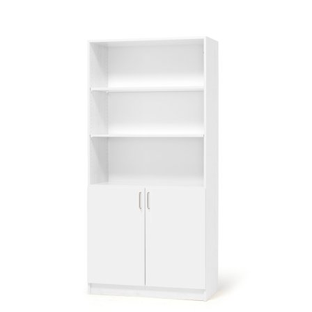 Lagerschrank THEO aus Holz, mit Halbtüren, 1000x320x2100 mm, weiß