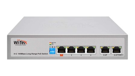 Wi-Tek PoE+ Switch - 4 kanaler 802.3at - 30W pr port (max 65W)