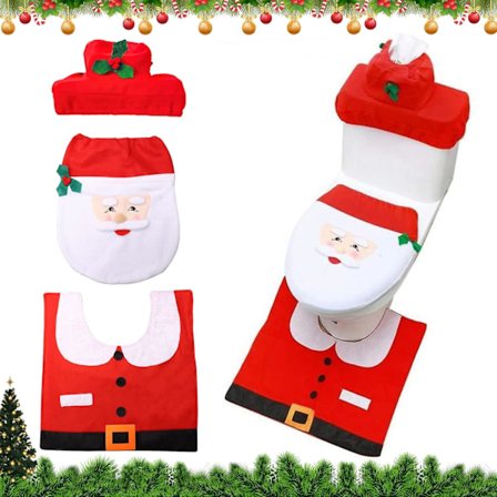 #3-osainen WC-sisustus - Joulupukki, WC:n kansi, WC-matto#