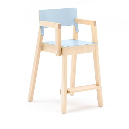 Großer Kinderstuhl LOVE mit Armlehnen, H 500 mm, Birke, Laminat Birke, blau
