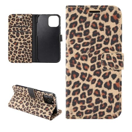 iPhone 12/12 Pro Lommebok-deksel Leopard - Brun