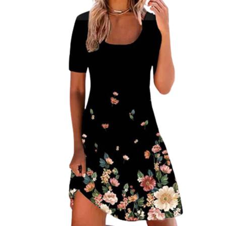 Plus Size Klänning Dam Sexig Positionering Print Fyrkantig Hals Patchw