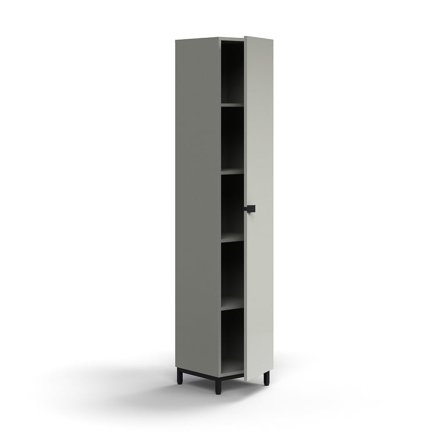 Skap QBUS 4 hyller, benstativ, håndtak, H2020 B400 D420 mm, svart, lys grå