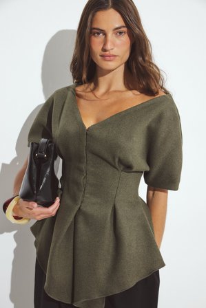 NA-KD ART Off Shoulder Top - Off shoulder-toppe - Grøn - EU 32