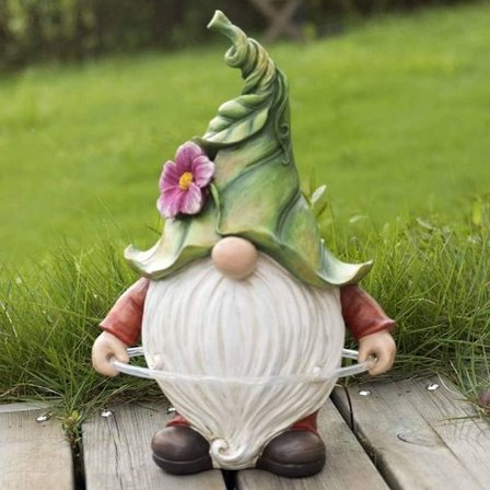 Harpiks Have Gnome Figur med Solcelle LED Lys Udendørs Plæne Hula Hoop Ornament