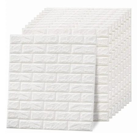 3D Itsekiinnittyvä Vedenpitävä Leikattava Hajuton Tekotiiliseinäpaneeli Olohuoneeseen Makuuhuoneeseen Valkoinen 10 Kappaletta