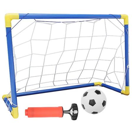 1 Sæt Udendørs DIY Fodbold Legetøjs Sæt Fodboldmål Net Fodbold Samle Rør Tilbehør Inflator Blue 60X47cm
