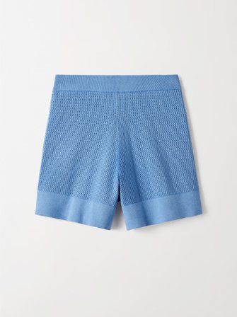 Soft Goat - Crochet Shorts - Women cashmere pants - L - Marina Blue