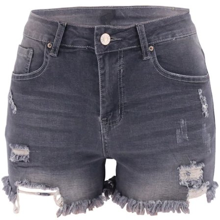Dame Mid Rise Ripped Stretchy Jeans Shorts Casual Denim Shorts