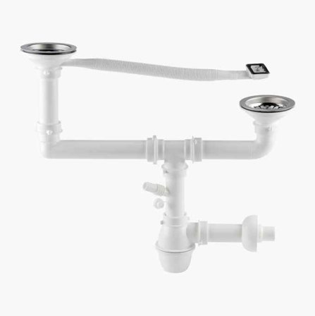 Vattenlås med bottenventiler dubbelvask