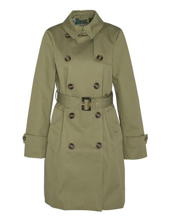 Barbour Sh Greta Showe Designers Coats Trench Coats Khaki Green Barbour