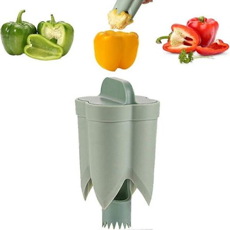 Pepper Corer Frøfjerner, 2 i 1 Frukt Pepper Corer Fjerner, Grønnsaks Kjernefjerner Kreativ Kjøkken Pepper Corer (Beige)